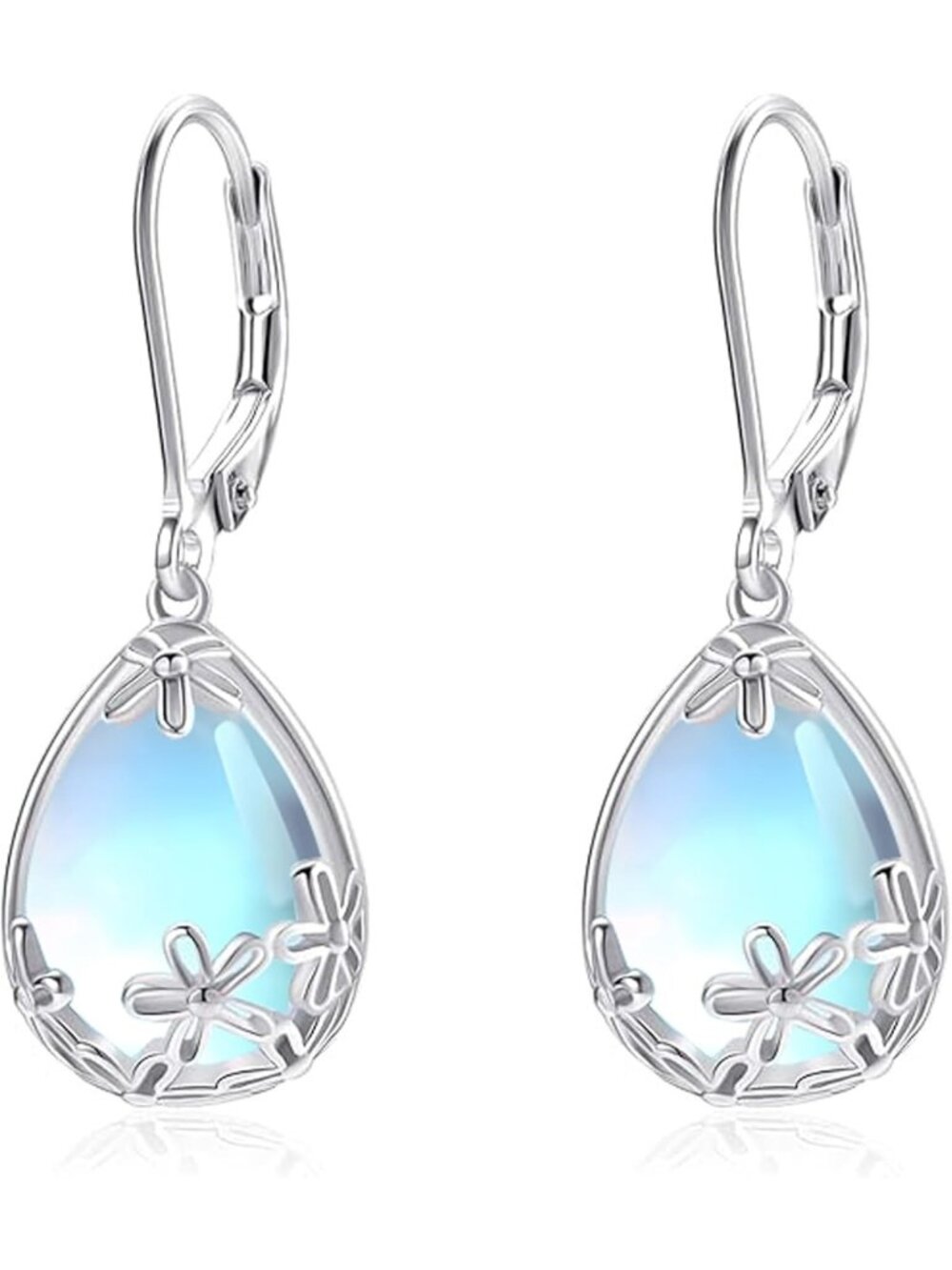 Elegant 925 Sterling Silver Moonstone Dangle Earrings - Perfect Gift for Her